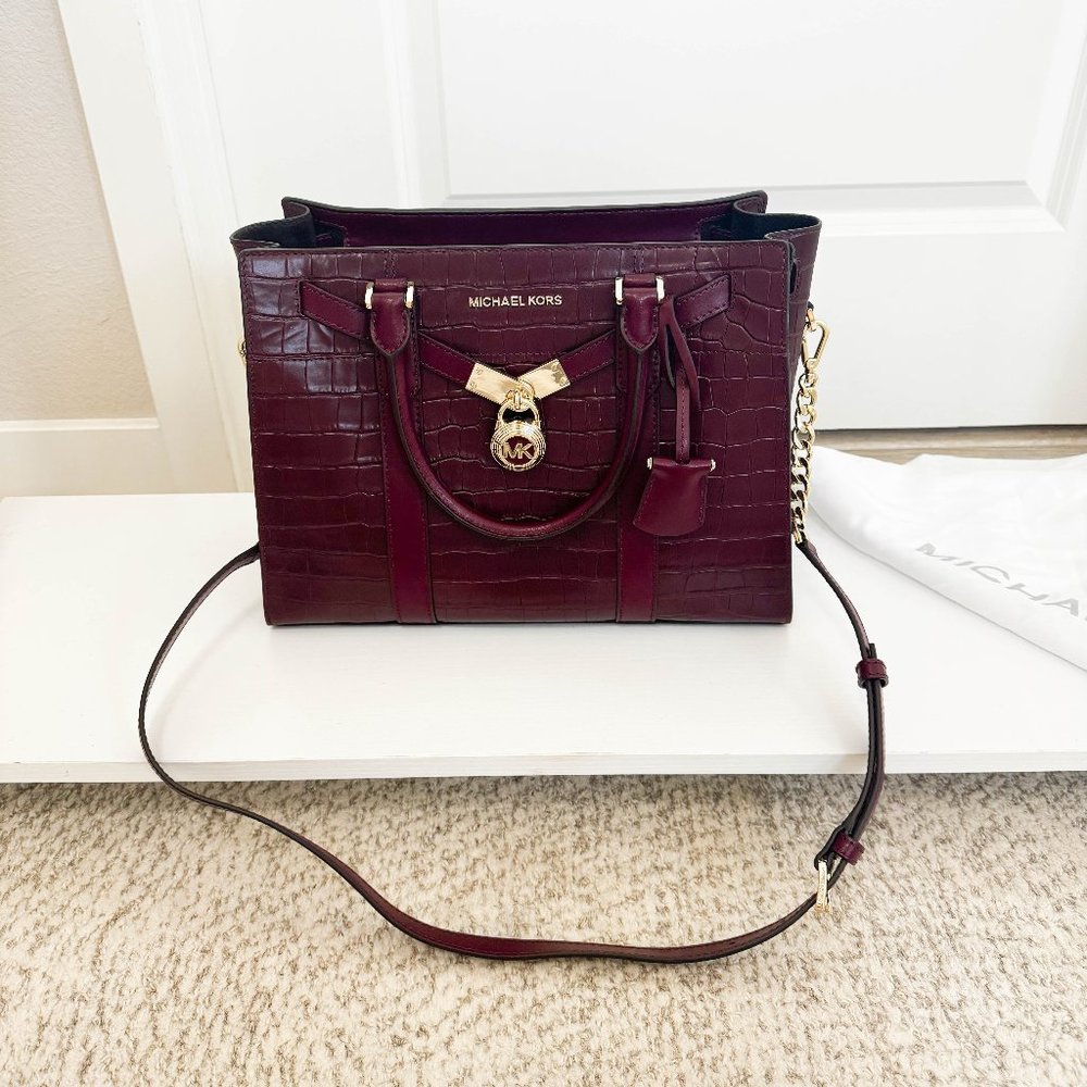 Nouveau Hamilton Large Crocodile Embossed Leather Satchel